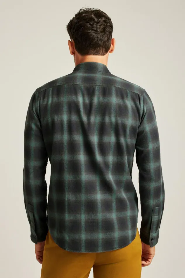 Men Flannels and Shirt Jackets Bonobos Stretch Flannel Shirt Green Black Plaid