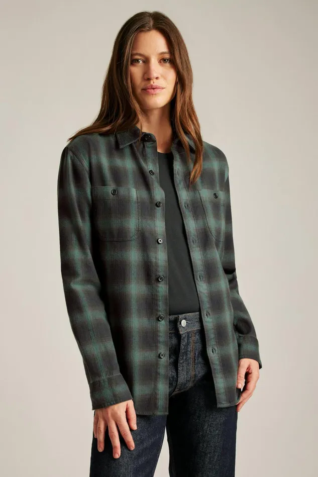 Men Flannels and Shirt Jackets Bonobos Stretch Flannel Shirt Green Black Plaid