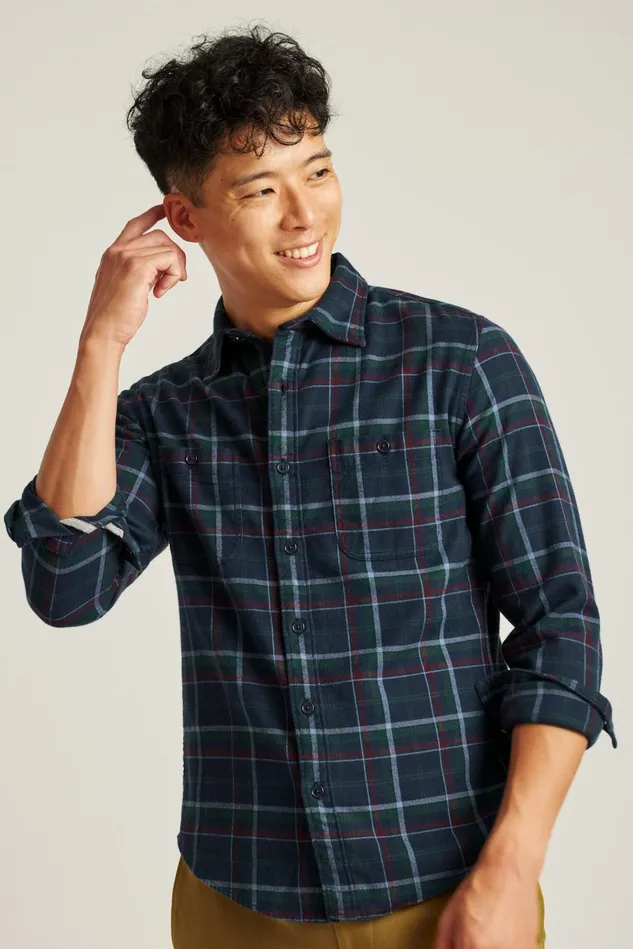 Men Flannels and Shirt Jackets Bonobos Stretch Flannel Shirt Holiday Plaid