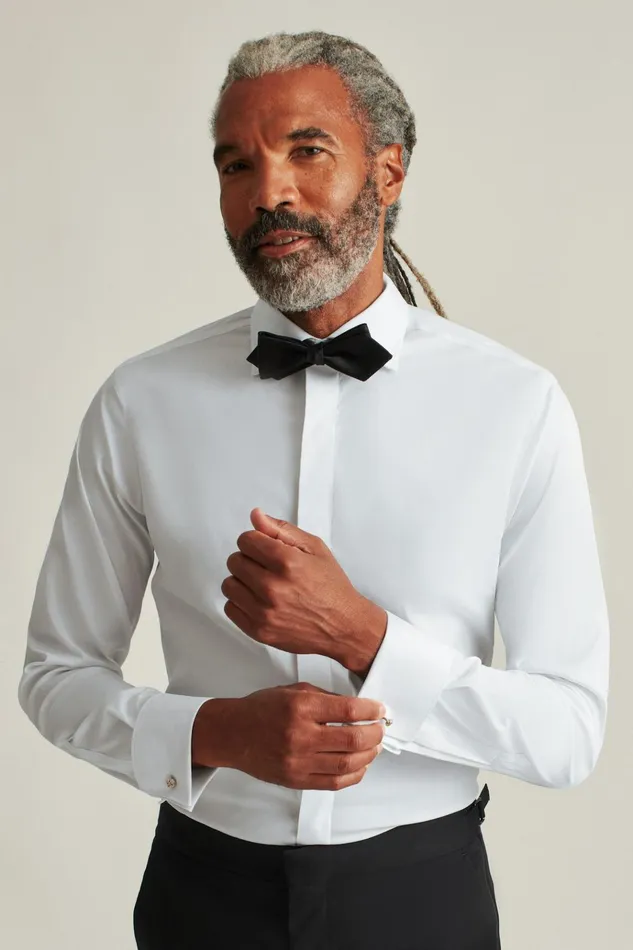 Men Formal Dress Shirts Bonobos Empire Stretch Tuxedo Shirt White