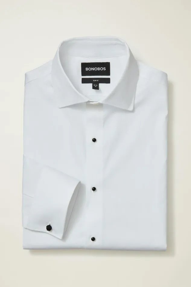 Men Formal Dress Shirts Bonobos Empire Stretch Tuxedo Shirt White With Studs