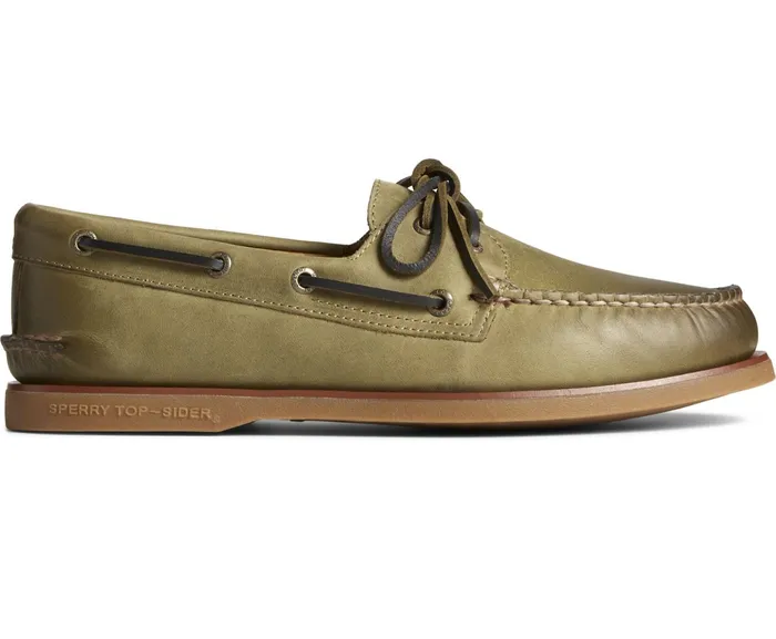 Men Gold Cup Authentic Original Burnished Boat Shoe Olive Sperry Boat Shoes