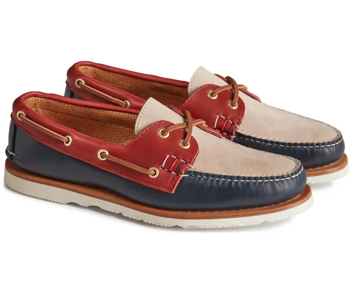 Men Gold Cup Authentic Original Handcrafted In Maine TriTone Boat Shoe NavyRedIvory Sperry Boat Shoes Men Gold Cup Authentic Original Handcrafted In Maine TriTone Boat Shoe NavyRedIvory Sperry Boat Shoes
