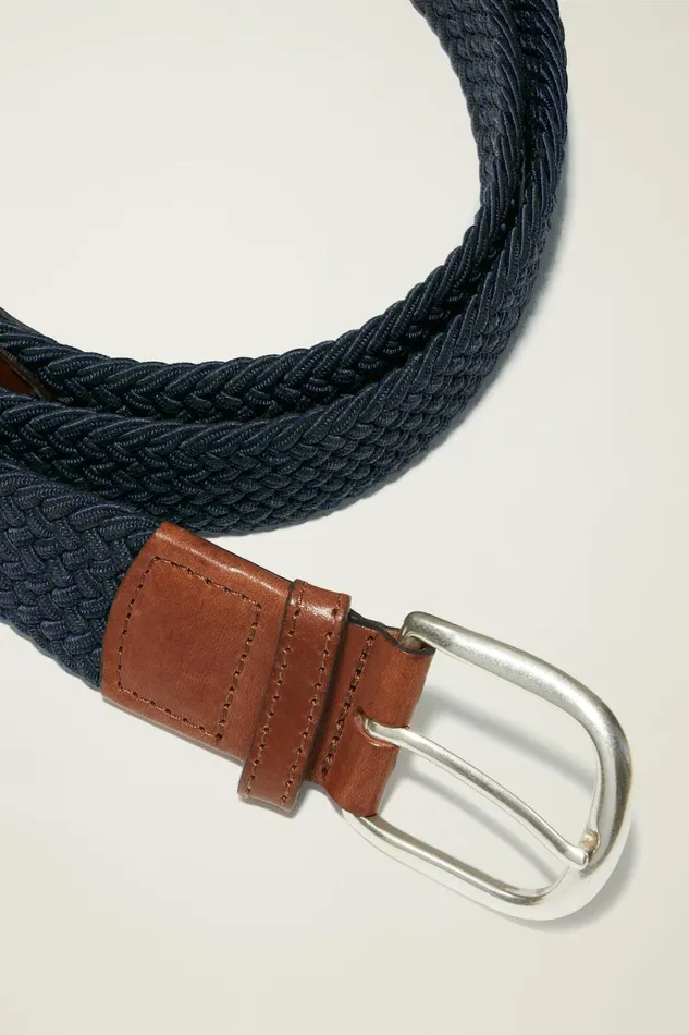 Men Golf Belts Hats and Accessories Bonobos The Clubhouse Stretch Belt Navy With Brown