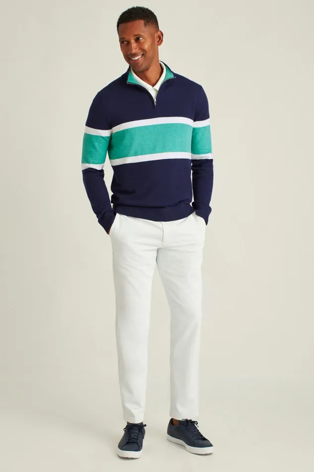 Men Golf Outerwear and Layering Bonobos Soft Air Golf HalfZip Navy With Mint Stripe Men Golf Outerwear and Layering Bonobos Soft Air Golf HalfZip Navy With Mint Stripe