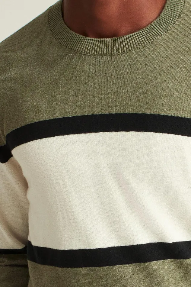 Men Golf Outerwear and Layering Bonobos Soft Air Golf Sweater Green Chest Stripe