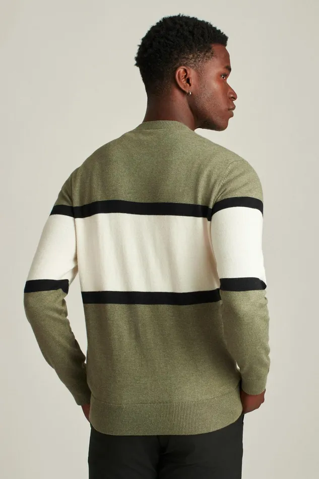 Men Golf Outerwear and Layering Bonobos Soft Air Golf Sweater Green Chest Stripe