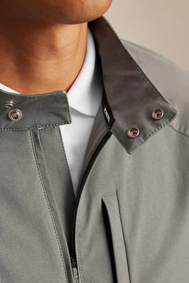 Men Golf Outerwear and Layering Bonobos Tour Harrington Golf Jacket Lava Smoke Dark Grey