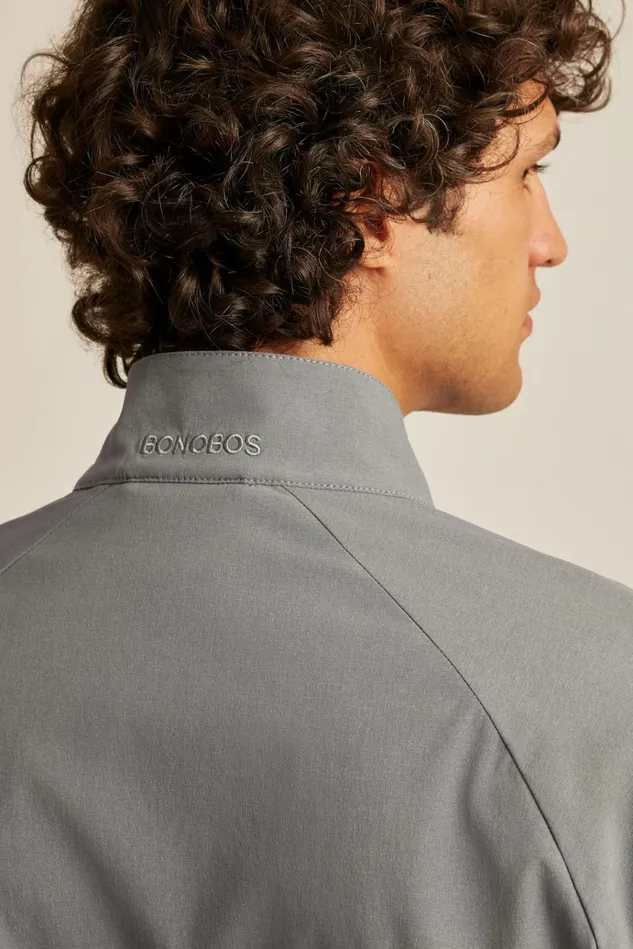 Men Golf Outerwear and Layering Bonobos Tour Harrington Golf Jacket Lava Smoke Dark Grey