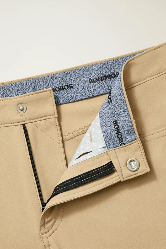 Men Golf Pants Bonobos Performance Link 5Pocket Pants Oak Khaki