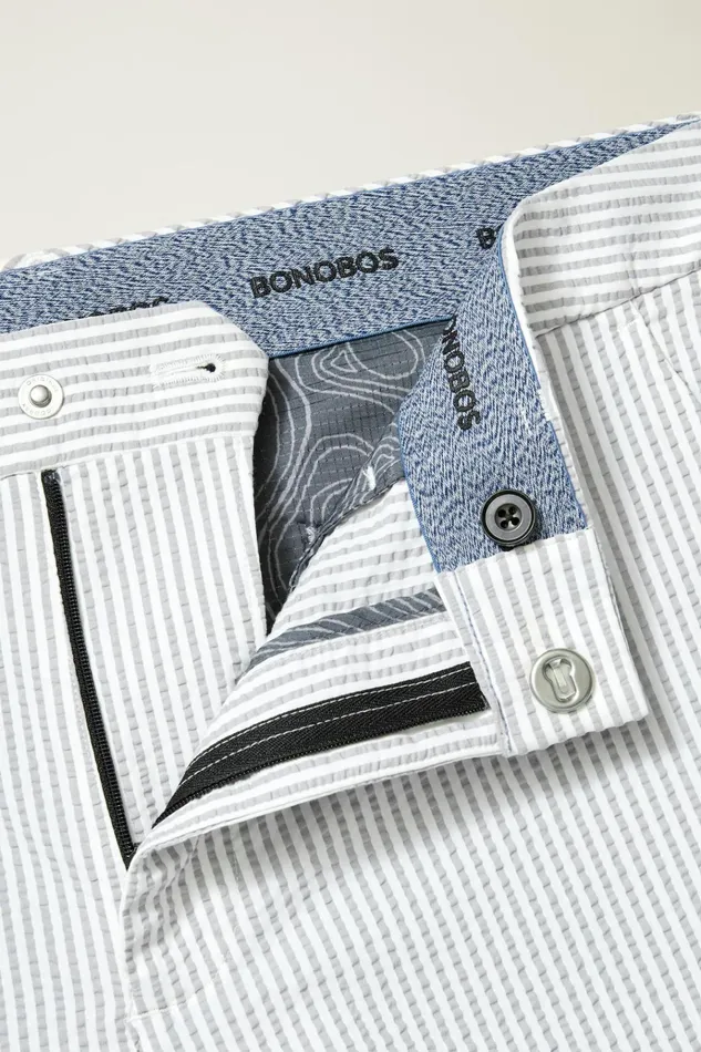 Men Golf Pants Bonobos Performance Seersucker Golf Pant Grey And White Stripe