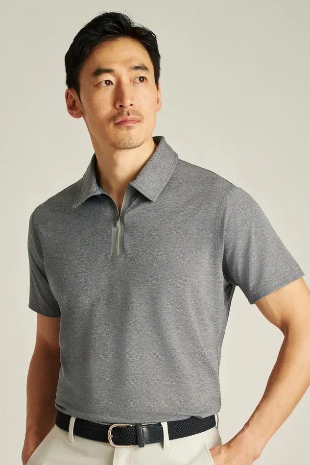 Men Golf Polos and Tops Bonobos All Day Zip Golf Polo Heather Grey
