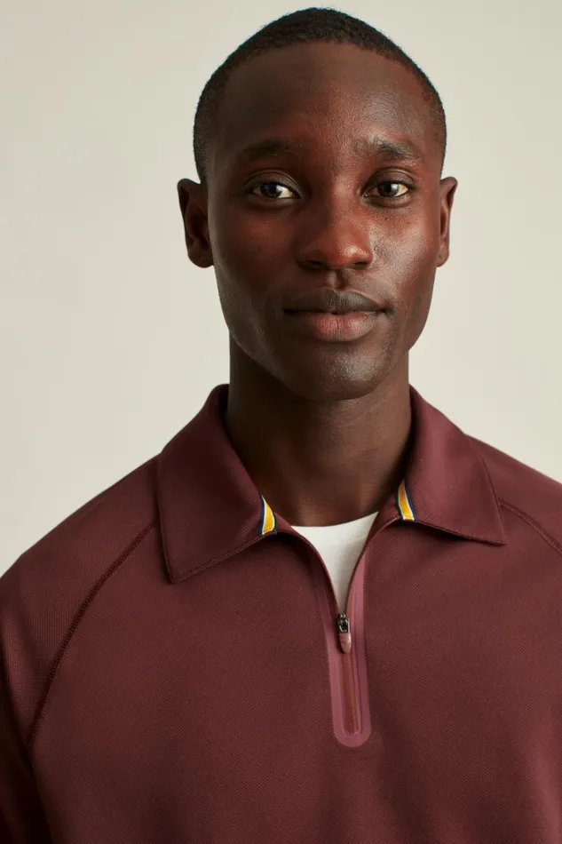 Men Golf Polos and Tops Bonobos Fall Ball Long Sleeve Golf Polo Bordeaux