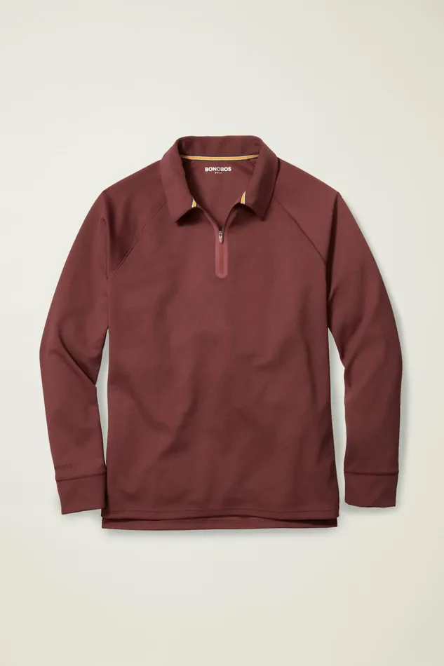 Men Golf Polos and Tops Bonobos Fall Ball Long Sleeve Golf Polo Bordeaux