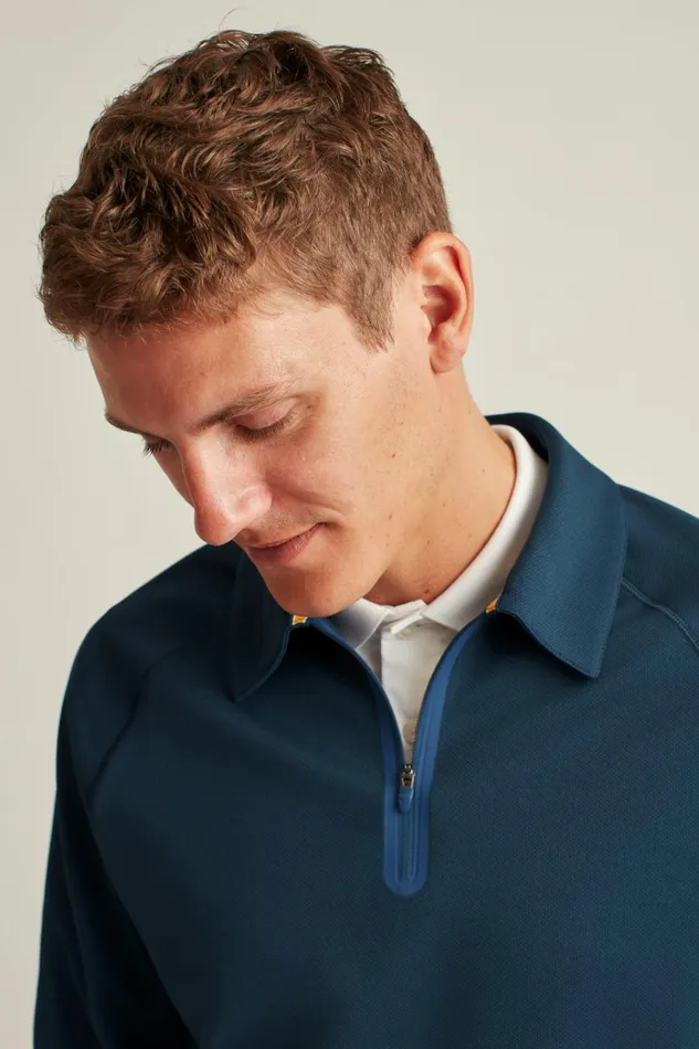 Men Golf Polos and Tops Bonobos Fall Ball Long Sleeve Golf Polo Navy