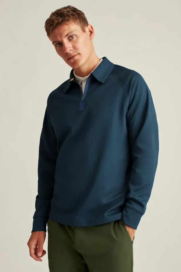 Men Golf Polos and Tops Bonobos Fall Ball Long Sleeve Golf Polo Navy