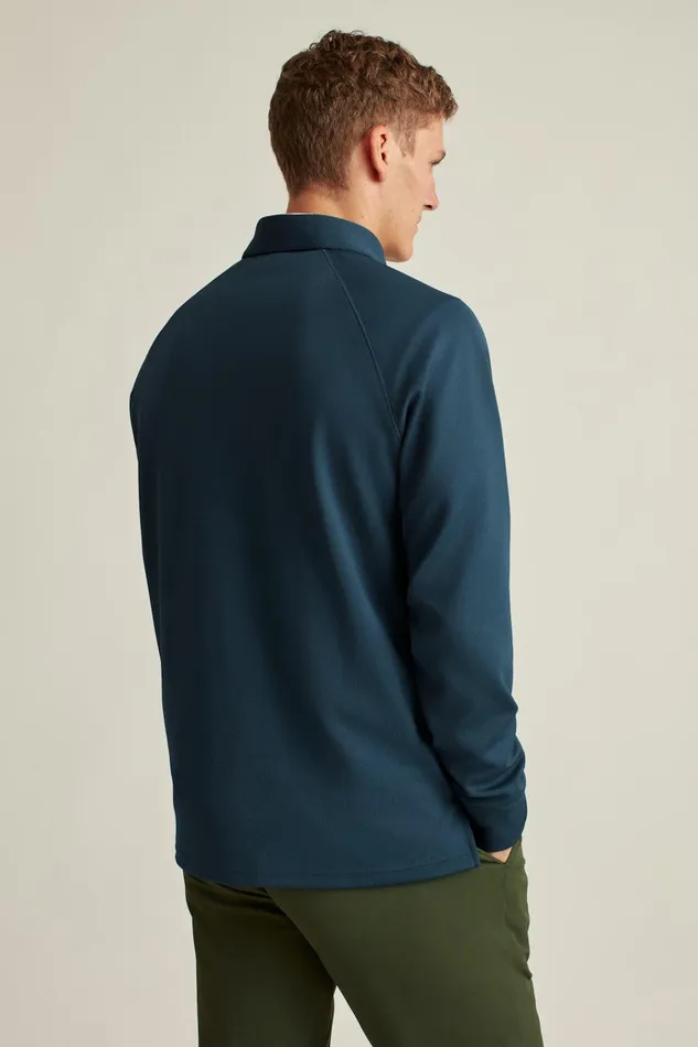 Men Golf Polos and Tops Bonobos Fall Ball Long Sleeve Golf Polo Navy