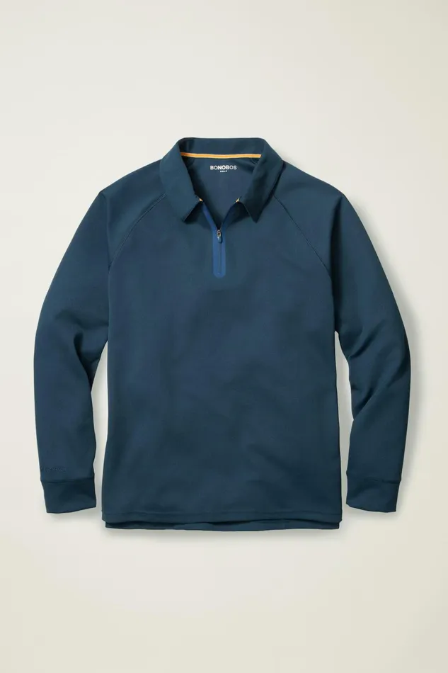Men Golf Polos and Tops Bonobos Fall Ball Long Sleeve Golf Polo Navy