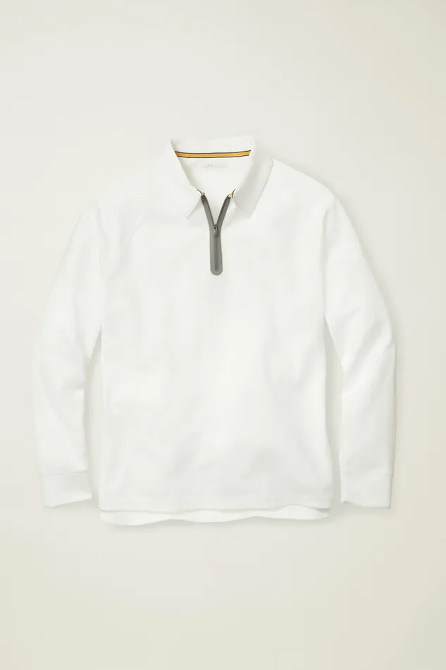 Men Golf Polos and Tops Bonobos Fall Ball Long Sleeve Golf Polo White