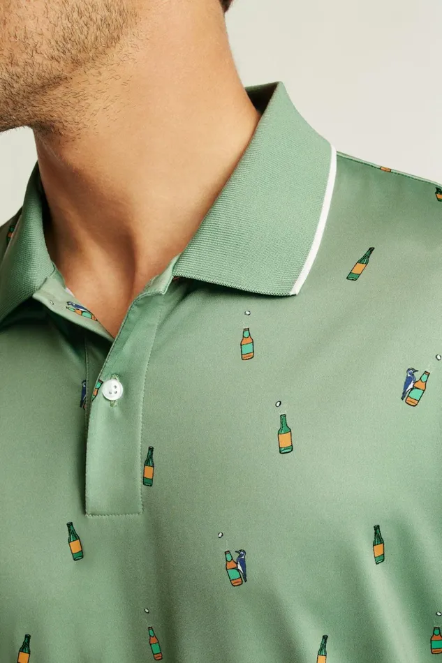 Men Golf Polos and Tops Bonobos Limited Edition Performance Golf Polo Green Woodpecker Cheers