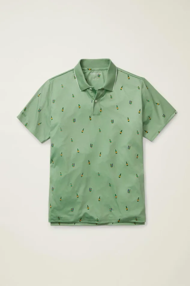 Men Golf Polos and Tops Bonobos Limited Edition Performance Golf Polo Green Woodpecker Cheers