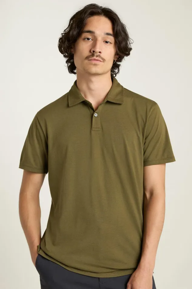 Men Golf Polos and Tops Bonobos Pima Performance Polo Dark Olive Green