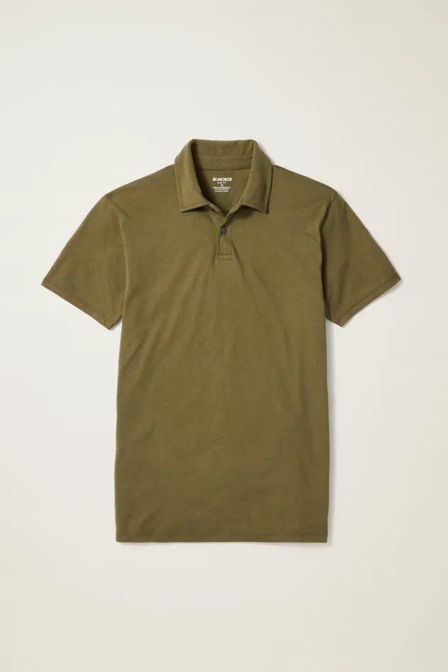 Men Golf Polos and Tops Bonobos Pima Performance Polo Dark Olive Green