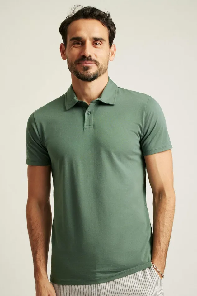 Men Golf Polos and Tops Bonobos Pima Performance Polo Deep Sage Green