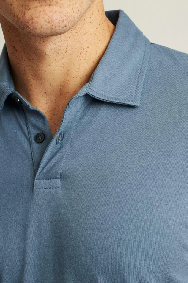 Men Golf Polos and Tops Bonobos Pima Performance Polo Flint Stone Grey