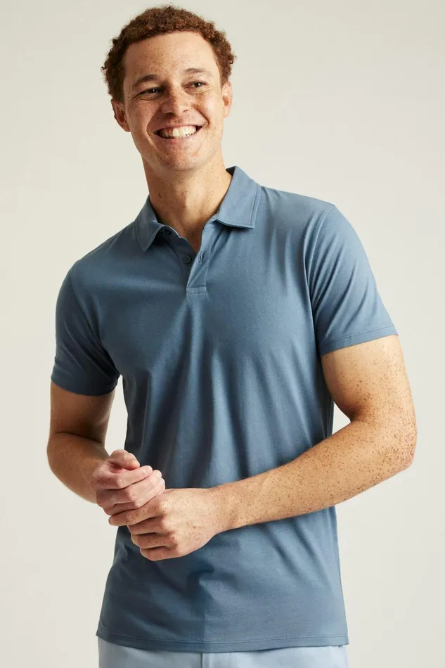 Men Golf Polos and Tops Bonobos Pima Performance Polo Flint Stone Grey