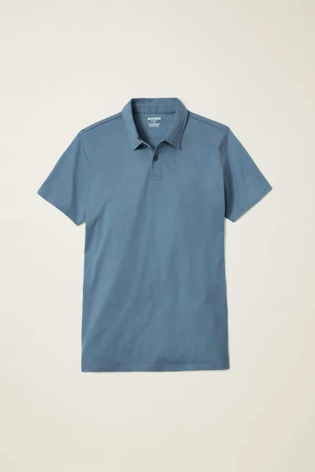 Men Golf Polos and Tops Bonobos Pima Performance Polo Flint Stone Grey