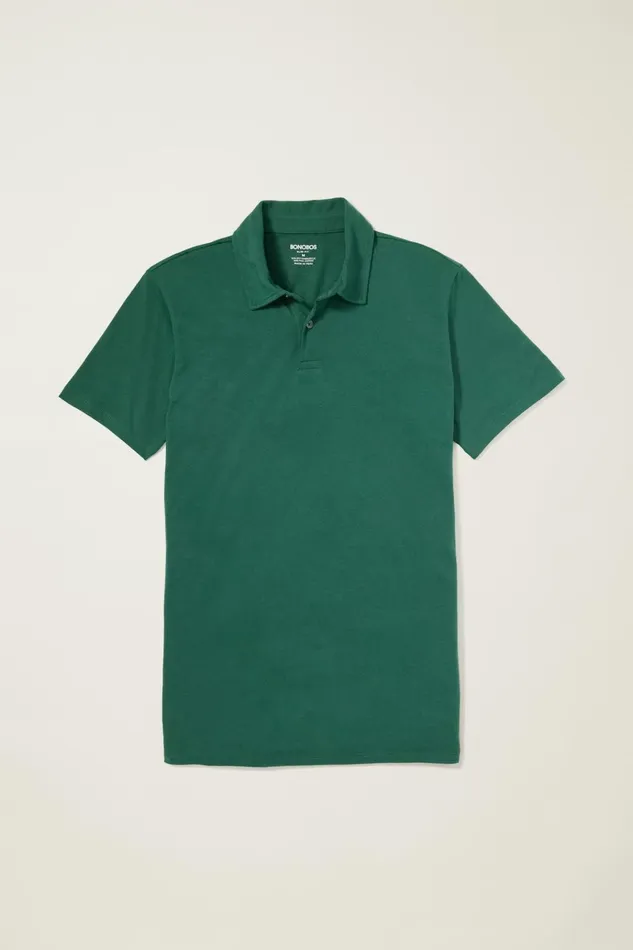 Men Golf Polos and Tops Bonobos Pima Performance Polo Forest Green