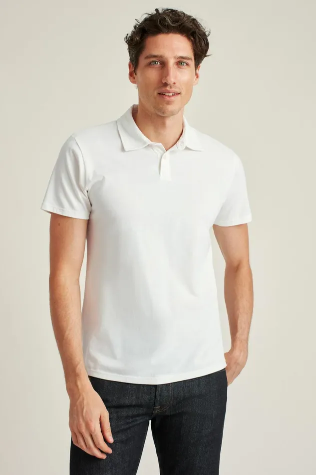 Men Golf Polos and Tops Bonobos Pima Performance Polo White