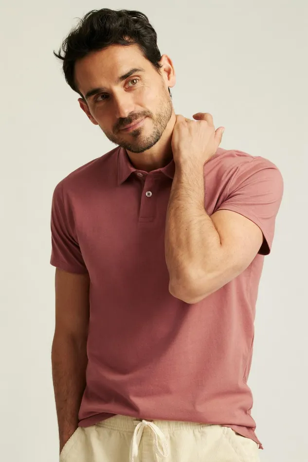 Men Golf Polos and Tops Bonobos Pima Performance Polo Withered Rose