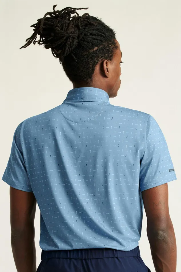 Men Golf Polos and Tops Bonobos The Performance Golf Polo Blue Broken Tee Geo