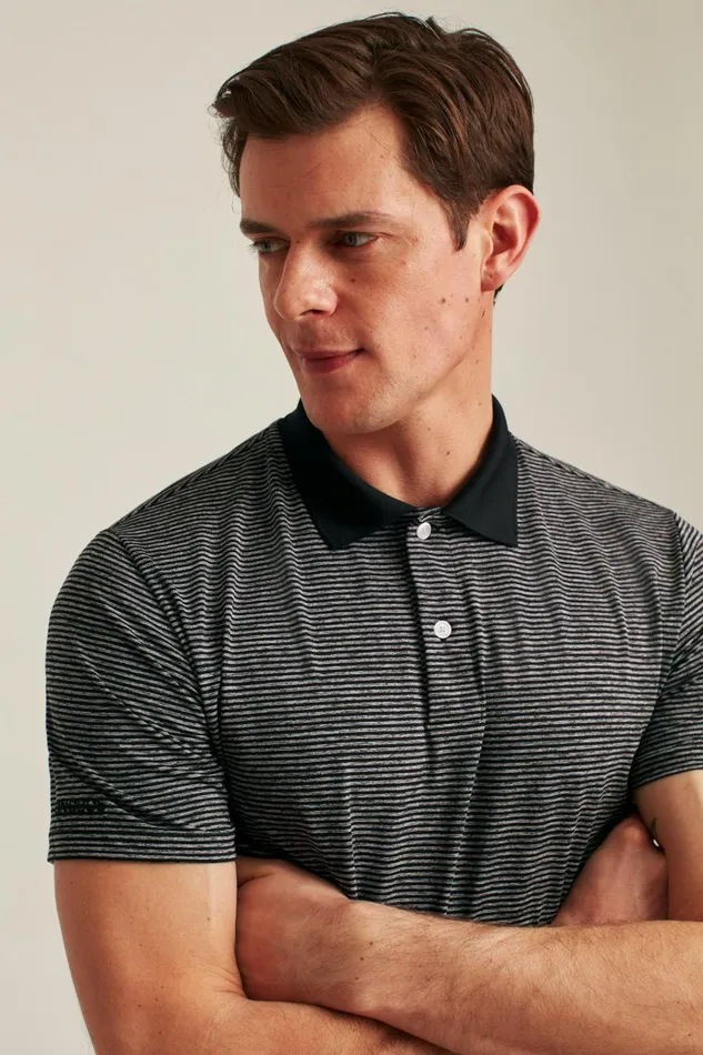 Men Golf Polos and Tops Bonobos The Performance Golf Polo Charcoal Heather Stripe