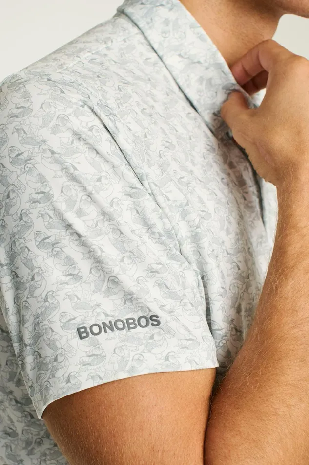 Men Golf Polos and Tops Bonobos The Performance Golf Polo Gray Duck Disco