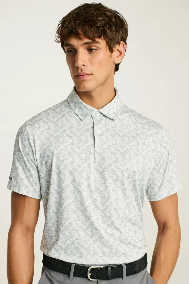 Men Golf Polos and Tops Bonobos The Performance Golf Polo Gray Duck Disco