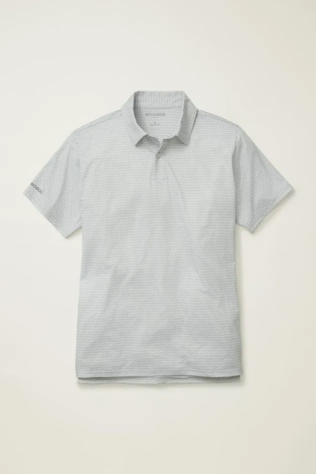 Men Golf Polos and Tops Bonobos The Performance Golf Polo Grey Golf Flag Geo
