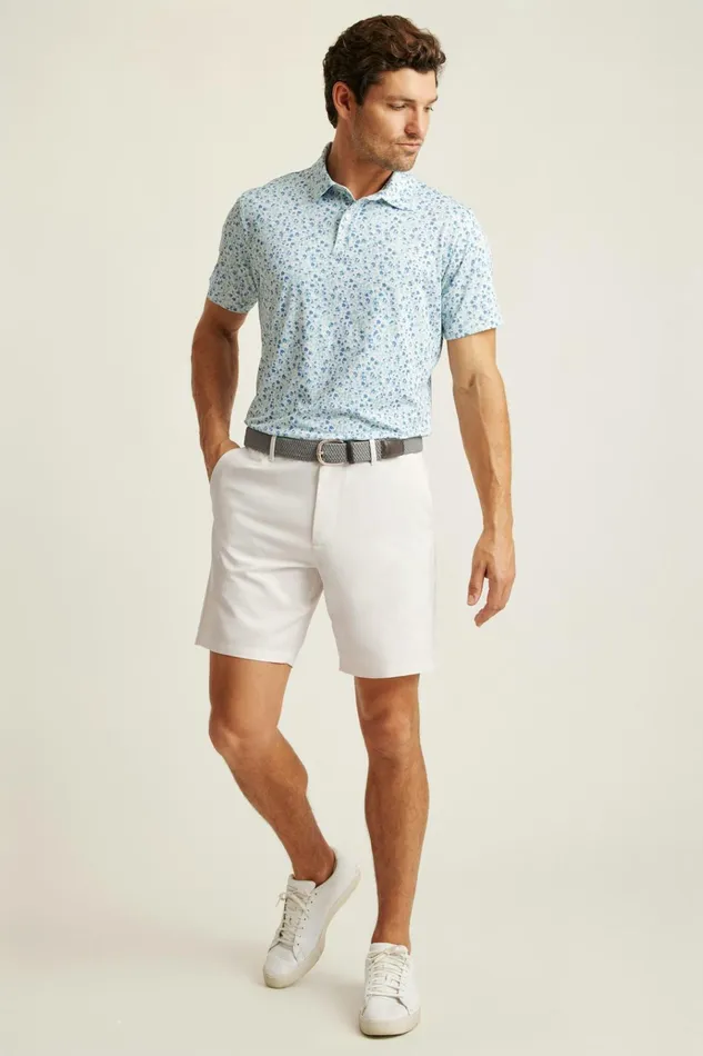 Men Golf Polos and Tops Bonobos The Performance Golf Polo Light Blue Painted Floral