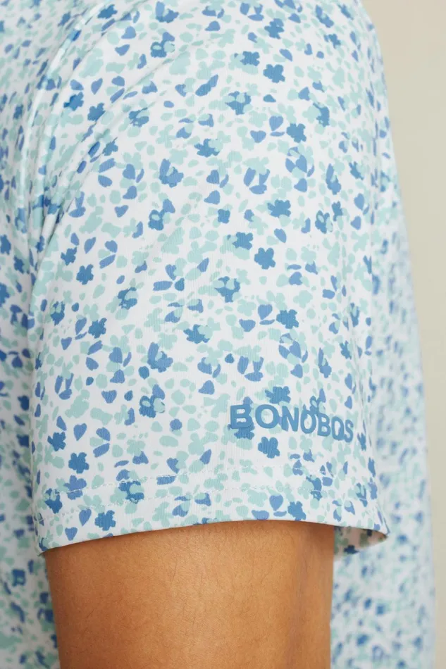 Men Golf Polos and Tops Bonobos The Performance Golf Polo Light Blue Painted Floral