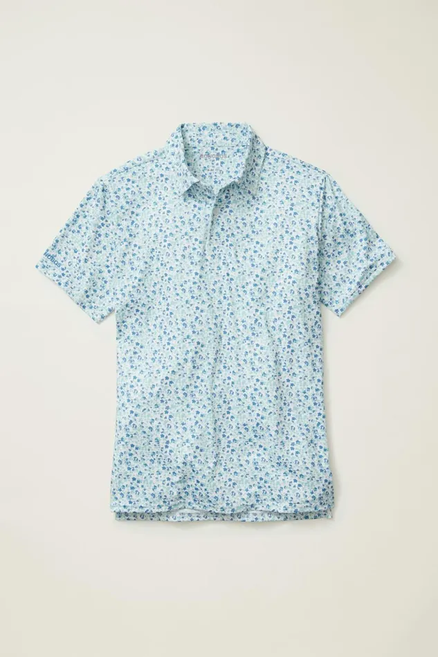 Men Golf Polos and Tops Bonobos The Performance Golf Polo Light Blue Painted Floral