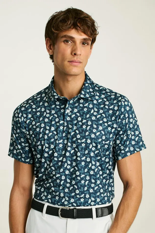 Men Golf Polos and Tops Bonobos The Performance Golf Polo Navy Blue Martin Floral