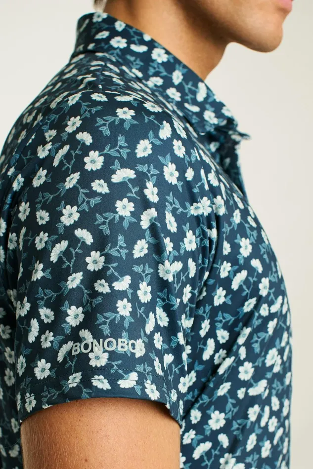 Men Golf Polos and Tops Bonobos The Performance Golf Polo Navy Blue Martin Floral