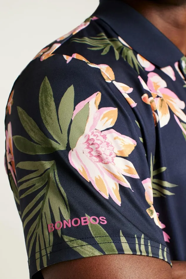 Men Golf Polos and Tops Bonobos The Performance Golf Polo Navy Sunset Floral