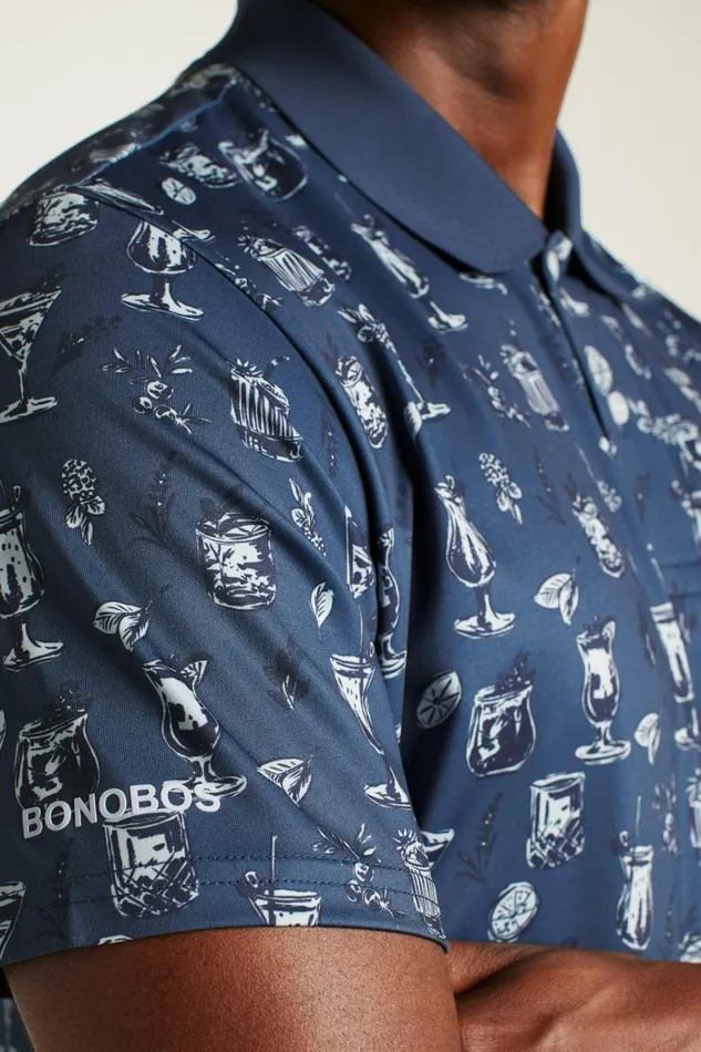 Men Golf Polos and Tops Bonobos The Performance Golf Polo Navy Tiki Bar