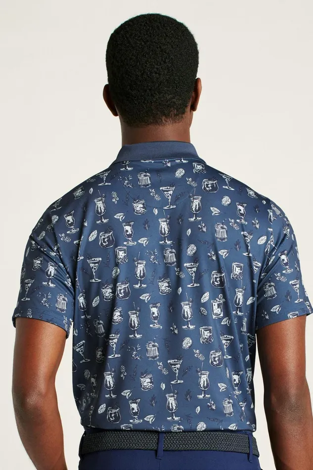 Men Golf Polos and Tops Bonobos The Performance Golf Polo Navy Tiki Bar