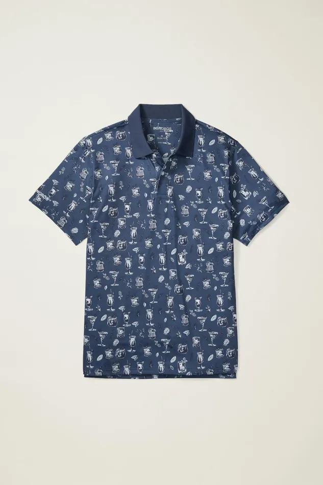 Men Golf Polos and Tops Bonobos The Performance Golf Polo Navy Tiki Bar