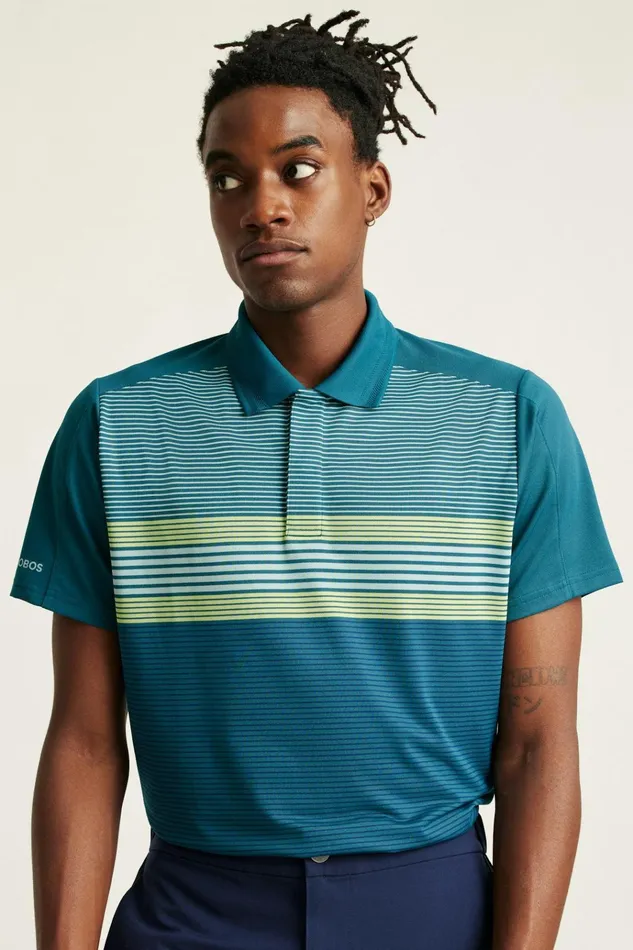Men Golf Polos and Tops Bonobos Tour Pique Polo Blue Green Golf Multistripe