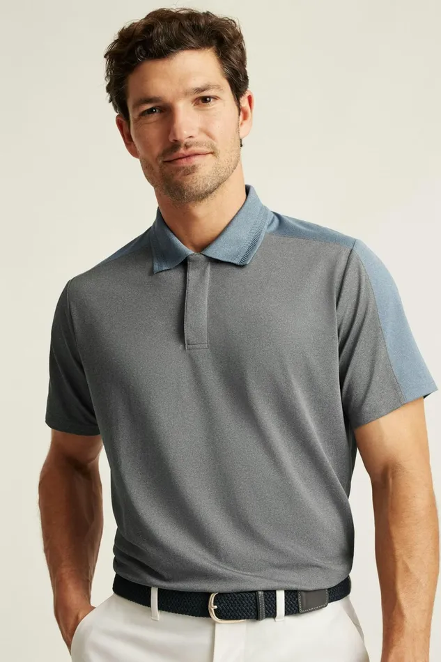 Men Golf Polos and Tops Bonobos Tour Pique Polo Grey Blue